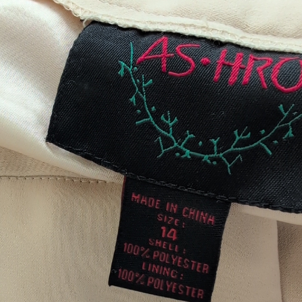 Ashro Cropped Drapy Lined Pull On Elastic Waist Pants Size 14 - Picture 3 of 10